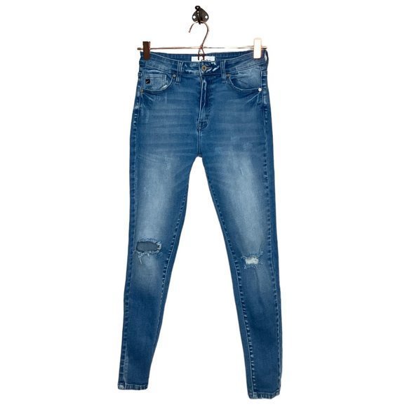 Kancan 27 Medium Wash Denim Distressed Stretch Hilarie High Rise‎ Skinny Jeans - Picture 1 of 4